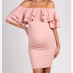 Pinkblush Dusty Pink One-Shoulder Ruffle Maternity Dress